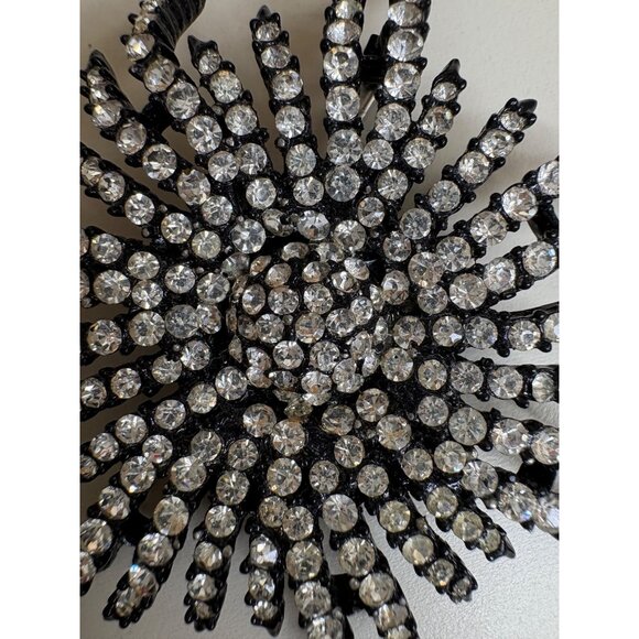 Vintage Rhinestone Black Starburst Brooch Glam Hollywood Old Money Halloween - Picture 3 of 15
